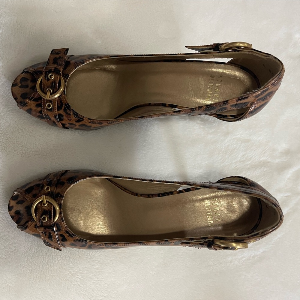 Stuart Weitzman Leopard Peep Toe Heels